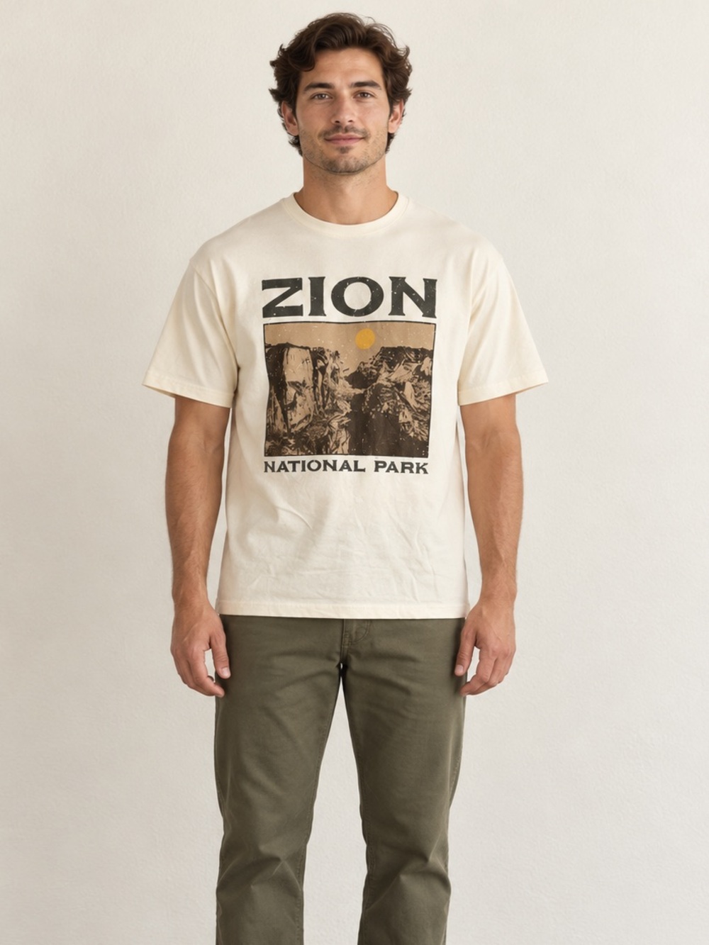 Zion National Park Cream Vintage Style T-Shirt